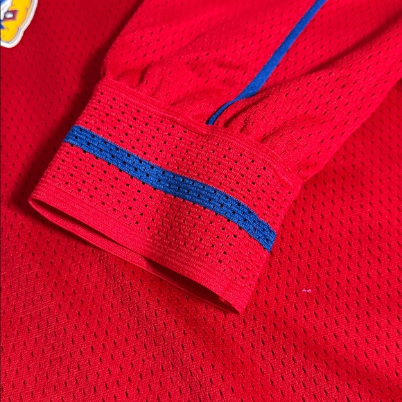 Adidas Unisex Mesh Red Hoodie with Kansas Jayhawks Logo - Picture 5 of 11